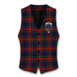 ScotsTee Shop Scottish Clark (Lion) Red Crest Tartan Waistcoat Sleeveless Suit Vest