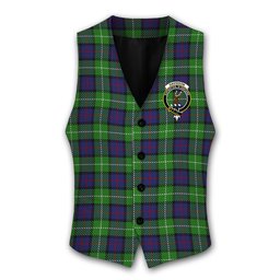 ScotsTee Shop Scottish Davidson of Tulloch Crest Tartan Waistcoat Sleeveless Suit Vest