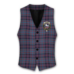 ScotsTee Shop Scottish Cochrane Azure Crest Tartan Waistcoat Sleeveless Suit Vest