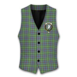 ScotsTee Shop Scottish Colville Crest Tartan Waistcoat Sleeveless Suit Vest
