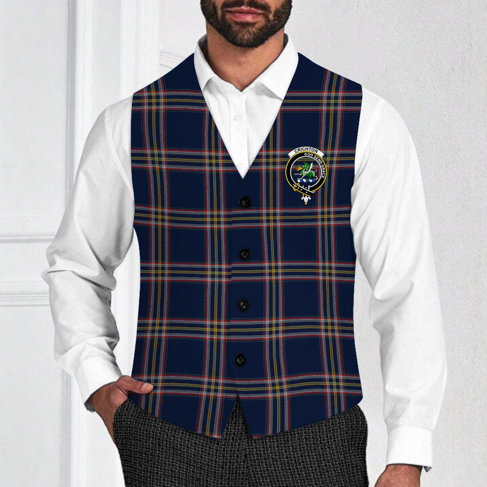 ScotsTee Shop Scottish Crichton Modern Crest Tartan Waistcoat Sleeveless Suit Vest
