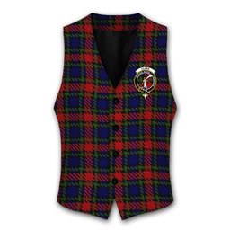 ScotsTee Shop Scottish Clark Red Crest Tartan Waistcoat Sleeveless Suit Vest