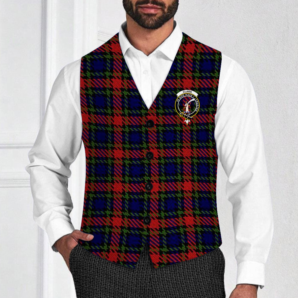 ScotsTee Shop Scottish Clark Red Crest Tartan Waistcoat Sleeveless Suit Vest