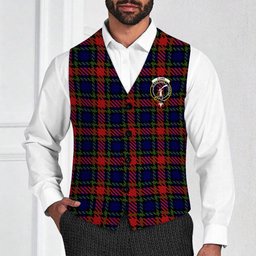 ScotsTee Shop Scottish Clark Red Crest Tartan Waistcoat Sleeveless Suit Vest