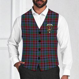 ScotsTee Shop Scottish Gordon Red Crest Tartan Waistcoat Sleeveless Suit Vest