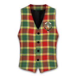 ScotsTee Shop Scottish Gibbs Modern Crest Tartan Waistcoat Sleeveless Suit Vest
