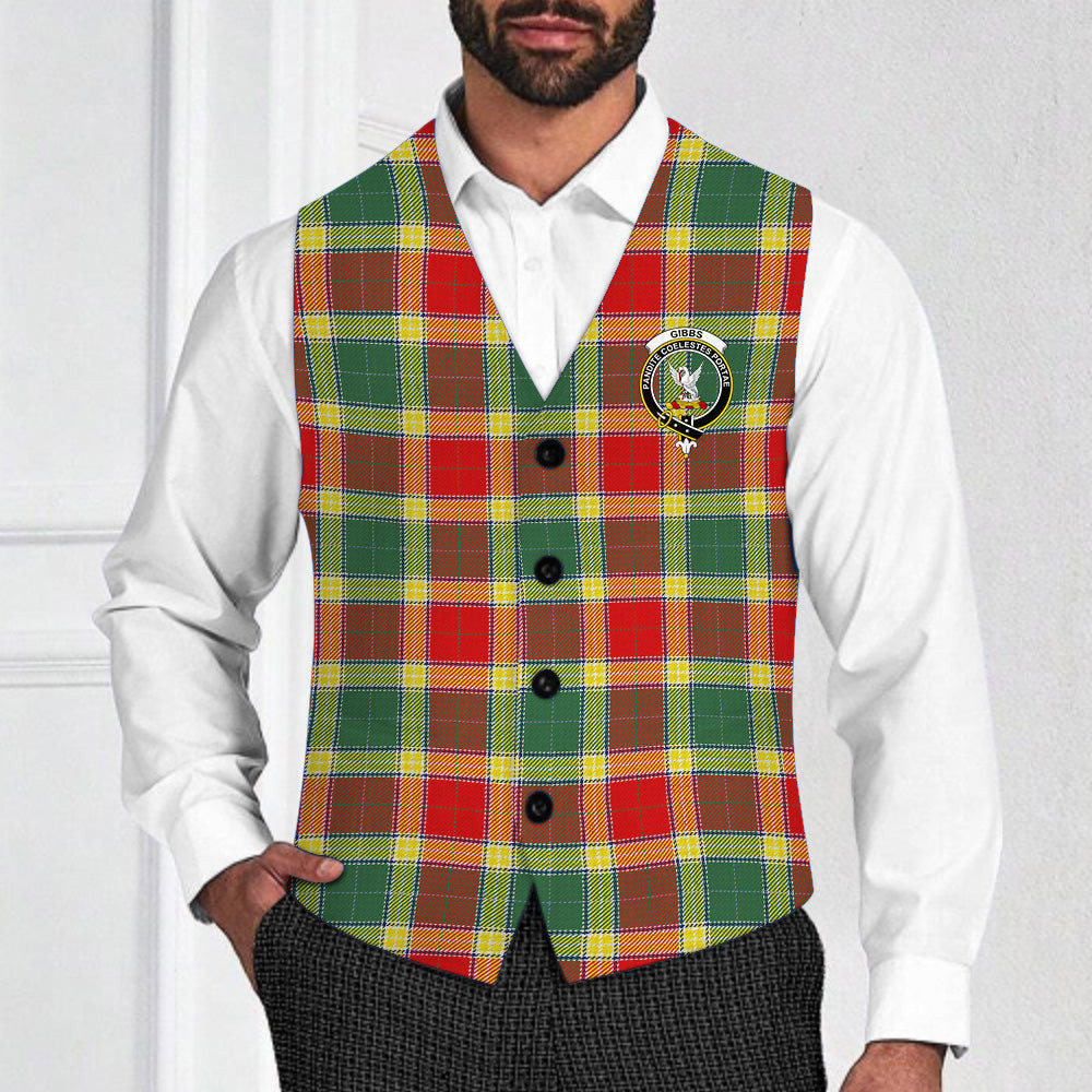 ScotsTee Shop Scottish Gibbs Modern Crest Tartan Waistcoat Sleeveless Suit Vest