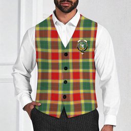 ScotsTee Shop Scottish Gibbs Modern Crest Tartan Waistcoat Sleeveless Suit Vest