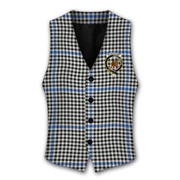 ScotsTee Shop Scottish Gladstone Modern Crest Tartan Waistcoat Sleeveless Suit Vest