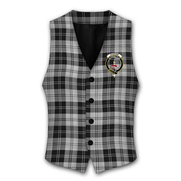 ScotsTee Shop Scottish Erskine Black and White Crest Tartan Waistcoat Sleeveless Suit Vest