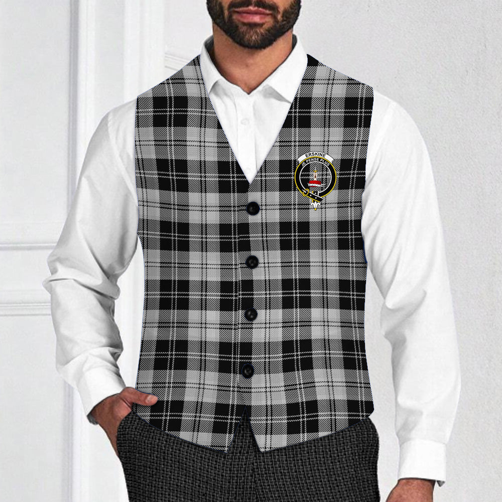 ScotsTee Shop Scottish Erskine Black and White Crest Tartan Waistcoat Sleeveless Suit Vest
