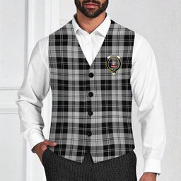 ScotsTee Shop Scottish Erskine Black and White Crest Tartan Waistcoat Sleeveless Suit Vest