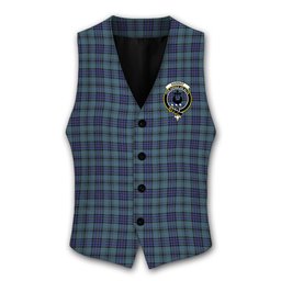 ScotsTee Shop Scottish Hannay Blue Crest Tartan Waistcoat Sleeveless Suit Vest