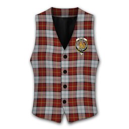 ScotsTee Shop Scottish Gillies Red Dress Crest Tartan Waistcoat Sleeveless Suit Vest