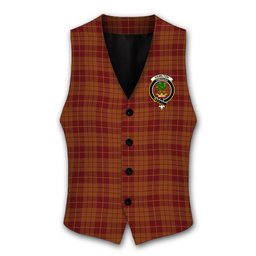 ScotsTee Shop Scottish Hamilton Red Crest Tartan Waistcoat Sleeveless Suit Vest