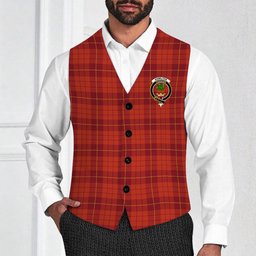 ScotsTee Shop Scottish Hamilton Red Ancient Crest Tartan Waistcoat Sleeveless Suit Vest