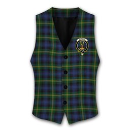 ScotsTee Shop Scottish Gordon 2 Crest Tartan Waistcoat Sleeveless Suit Vest