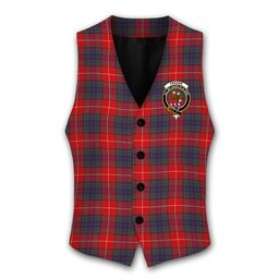 ScotsTee Shop Scottish Fraser Gathering Red Modern Crest Tartan Waistcoat Sleeveless Suit Vest