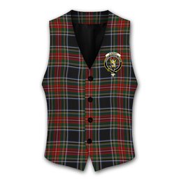 ScotsTee Shop Scottish Stewart Black Crest Tartan Waistcoat Sleeveless Suit Vest