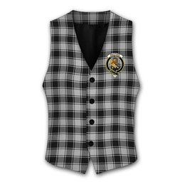 ScotsTee Shop Scottish MacPhee Black and White Crest Tartan Waistcoat Sleeveless Suit Vest