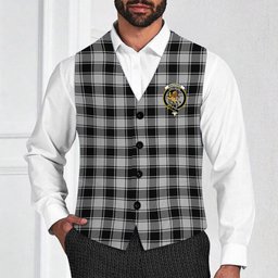 ScotsTee Shop Scottish MacPhee Black and White Crest Tartan Waistcoat Sleeveless Suit Vest