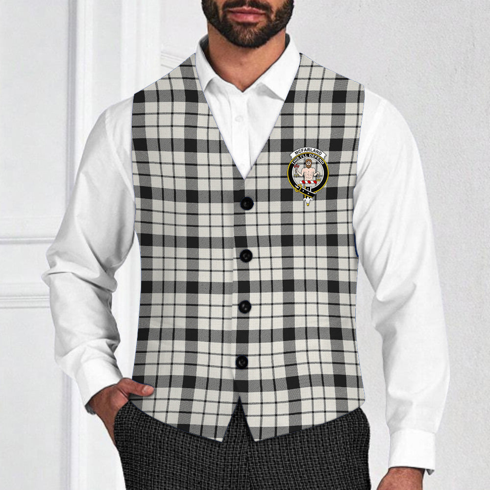 ScotsTee Shop Scottish McFarland Black White Ancient Crest Tartan Waistcoat Sleeveless Suit Vest