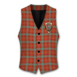 ScotsTee Shop Scottish Morrison Red Ancient Crest Tartan Waistcoat Sleeveless Suit Vest