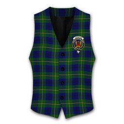 ScotsTee Shop Scottish Johnston of Caskieben Modern Crest Tartan Waistcoat Sleeveless Suit Vest