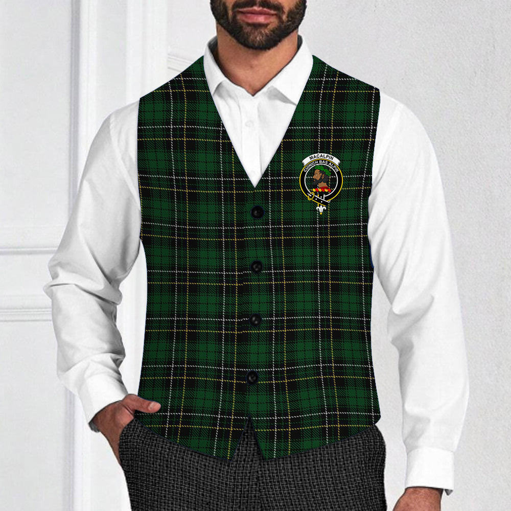 ScotsTee Shop Scottish MacAlpin Crest Tartan Waistcoat Sleeveless Suit Vest