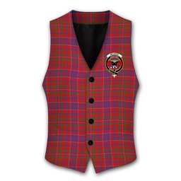 ScotsTee Shop Scottish McLeod Red Modern Crest Tartan Waistcoat Sleeveless Suit Vest