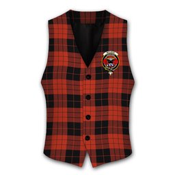 ScotsTee Shop Scottish McLeod Black and Red Ancient Crest Tartan Waistcoat Sleeveless Suit Vest