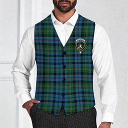 ScotsTee Shop Scottish Stephenson Hunting Red Stripe Crest Tartan Waistcoat Sleeveless Suit Vest