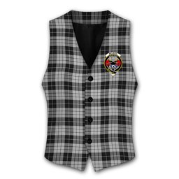 ScotsTee Shop Scottish McLeod Black and White Crest Tartan Waistcoat Sleeveless Suit Vest