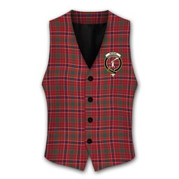 ScotsTee Shop Scottish McRae Red Modern Crest Tartan Waistcoat Sleeveless Suit Vest