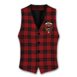 ScotsTee Shop Scottish McLeod Black and Red Crest Tartan Waistcoat Sleeveless Suit Vest
