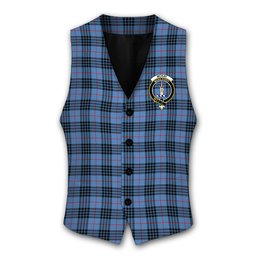 ScotsTee Shop Scottish McKay Blue Crest Tartan Waistcoat Sleeveless Suit Vest