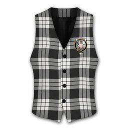 ScotsTee Shop Scottish McFarlane Black White Crest Tartan Waistcoat Sleeveless Suit Vest