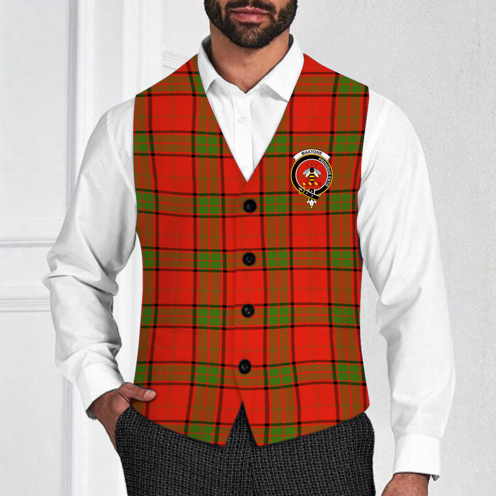 ScotsTee Shop Scottish Maxton Crest Tartan Waistcoat Sleeveless Suit Vest