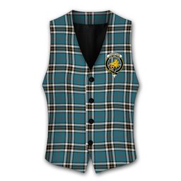 ScotsTee Shop Scottish Thompson Dress Blue Ancient Crest Tartan Waistcoat Sleeveless Suit Vest