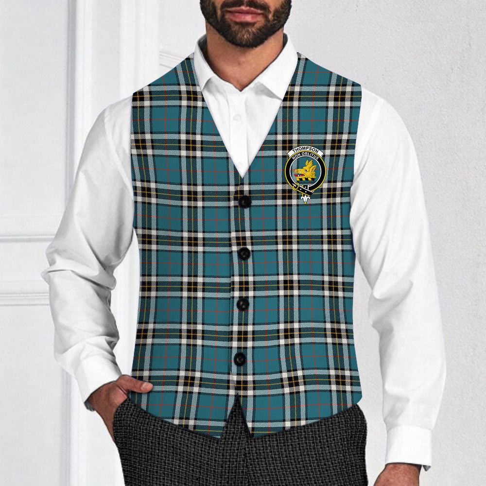 ScotsTee Shop Scottish Thompson Dress Blue Ancient Crest Tartan Waistcoat Sleeveless Suit Vest
