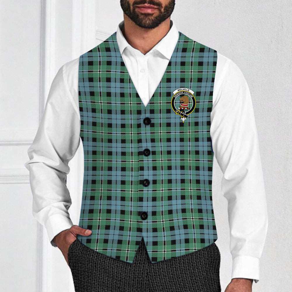 ScotsTee Shop Scottish Melville Modern Crest Tartan Waistcoat Sleeveless Suit Vest