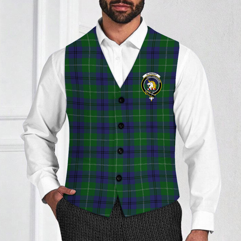 ScotsTee Shop Scottish Oliphant Crest Tartan Waistcoat Sleeveless Suit Vest