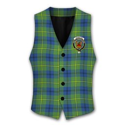 ScotsTee Shop Scottish Johnston Ancient Crest Tartan Waistcoat Sleeveless Suit Vest
