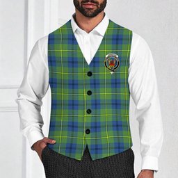 ScotsTee Shop Scottish Johnston Ancient Crest Tartan Waistcoat Sleeveless Suit Vest