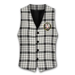 ScotsTee Shop Scottish MacFarlane Black White Ancient Crest Tartan Waistcoat Sleeveless Suit Vest