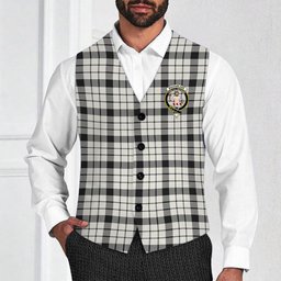 ScotsTee Shop Scottish MacFarlane Black White Ancient Crest Tartan Waistcoat Sleeveless Suit Vest