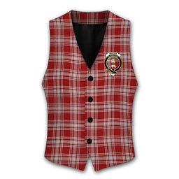 ScotsTee Shop Scottish Menzies 1815 Crest Tartan Waistcoat Sleeveless Suit Vest