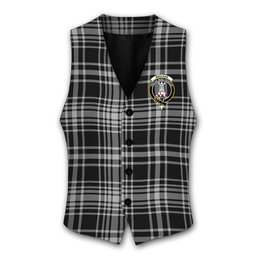 ScotsTee Shop Scottish MacLean Black and White Crest Tartan Waistcoat Sleeveless Suit Vest
