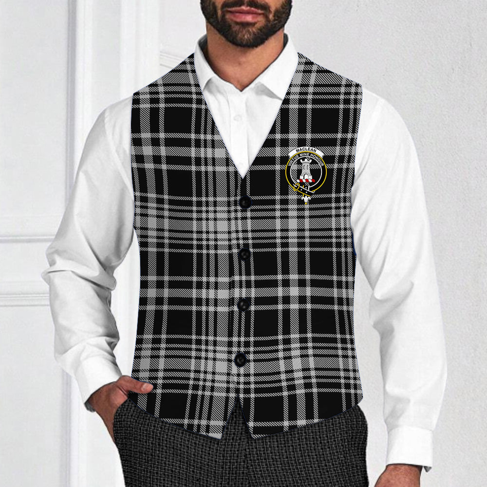ScotsTee Shop Scottish MacLean Black and White Crest Tartan Waistcoat Sleeveless Suit Vest