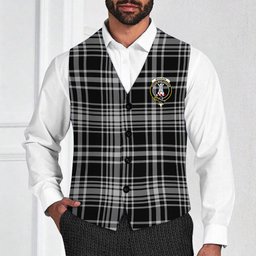 ScotsTee Shop Scottish MacLean Black and White Crest Tartan Waistcoat Sleeveless Suit Vest